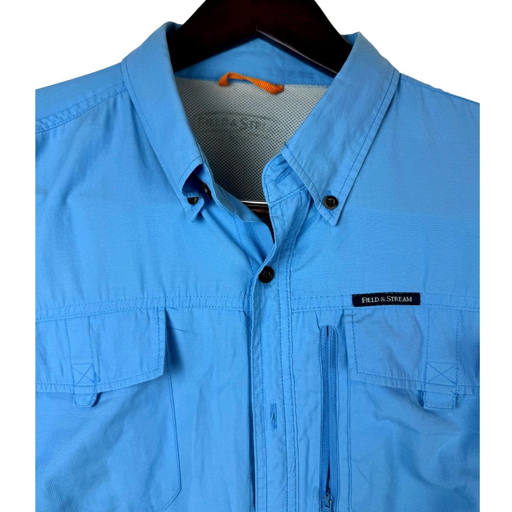 Field & Stream Mens Blue Short Sleeve‎ Button Up Pocket Shirt XX Large